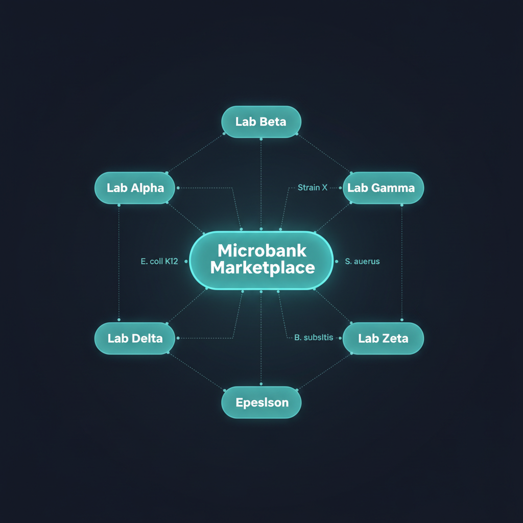 Microbank Marketplace as a hub connecting peer labs exchanging strains